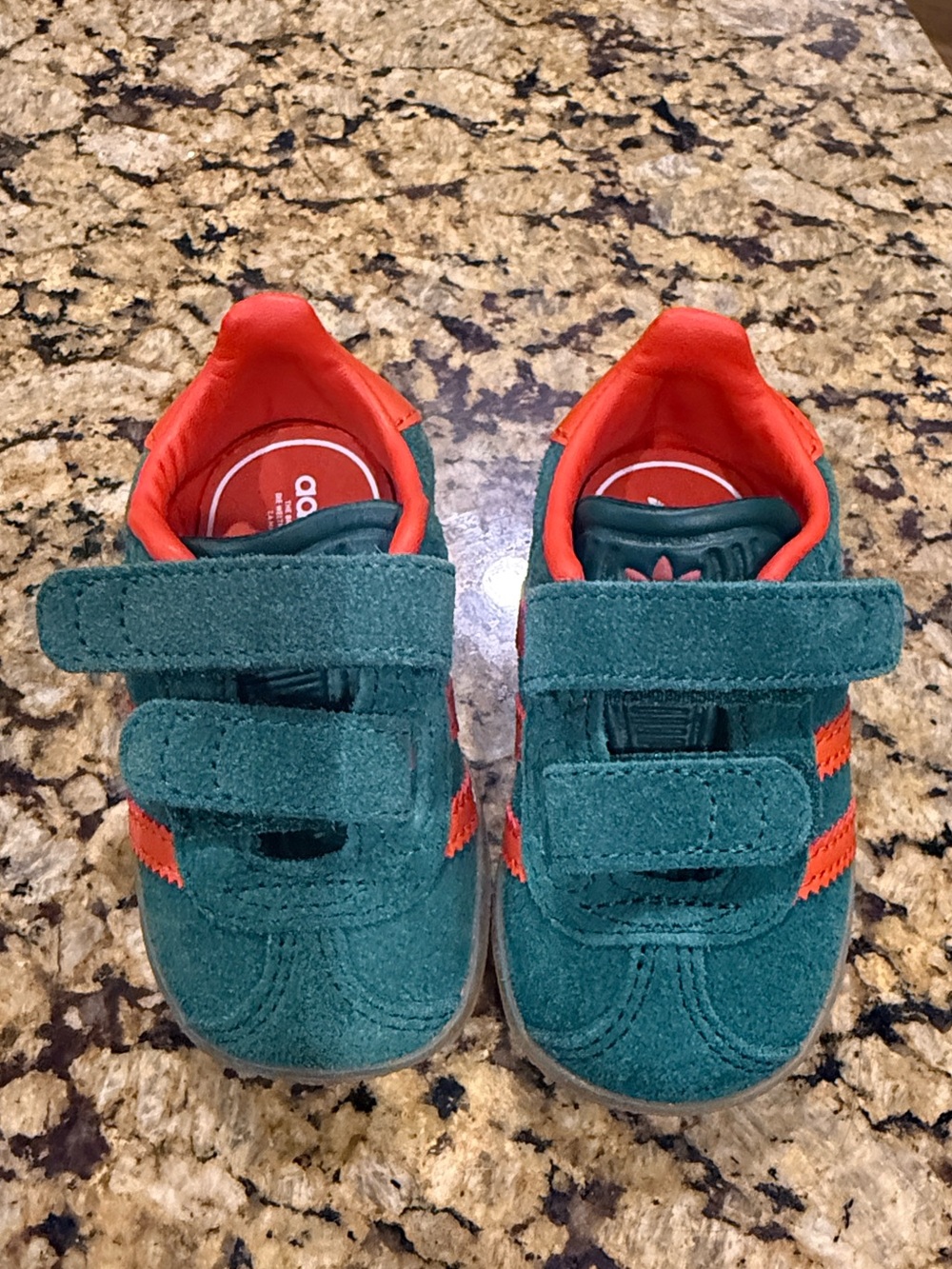 adidas Kids Green & Orange Suede Velcro Sneakers